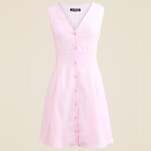 J.Crew Size 20 Pink Linen A-Line Mini Dress Button Front NWT